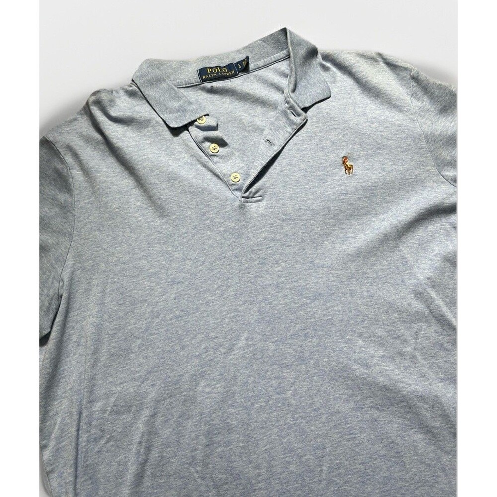 Polo Ralph Lauren Pima Soft Touch Flesh Pony Blue Polo Shirt Classic Fit Men's L